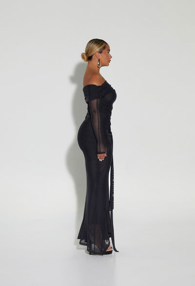 Bandeaux Ruched Mesh Dress - Panther