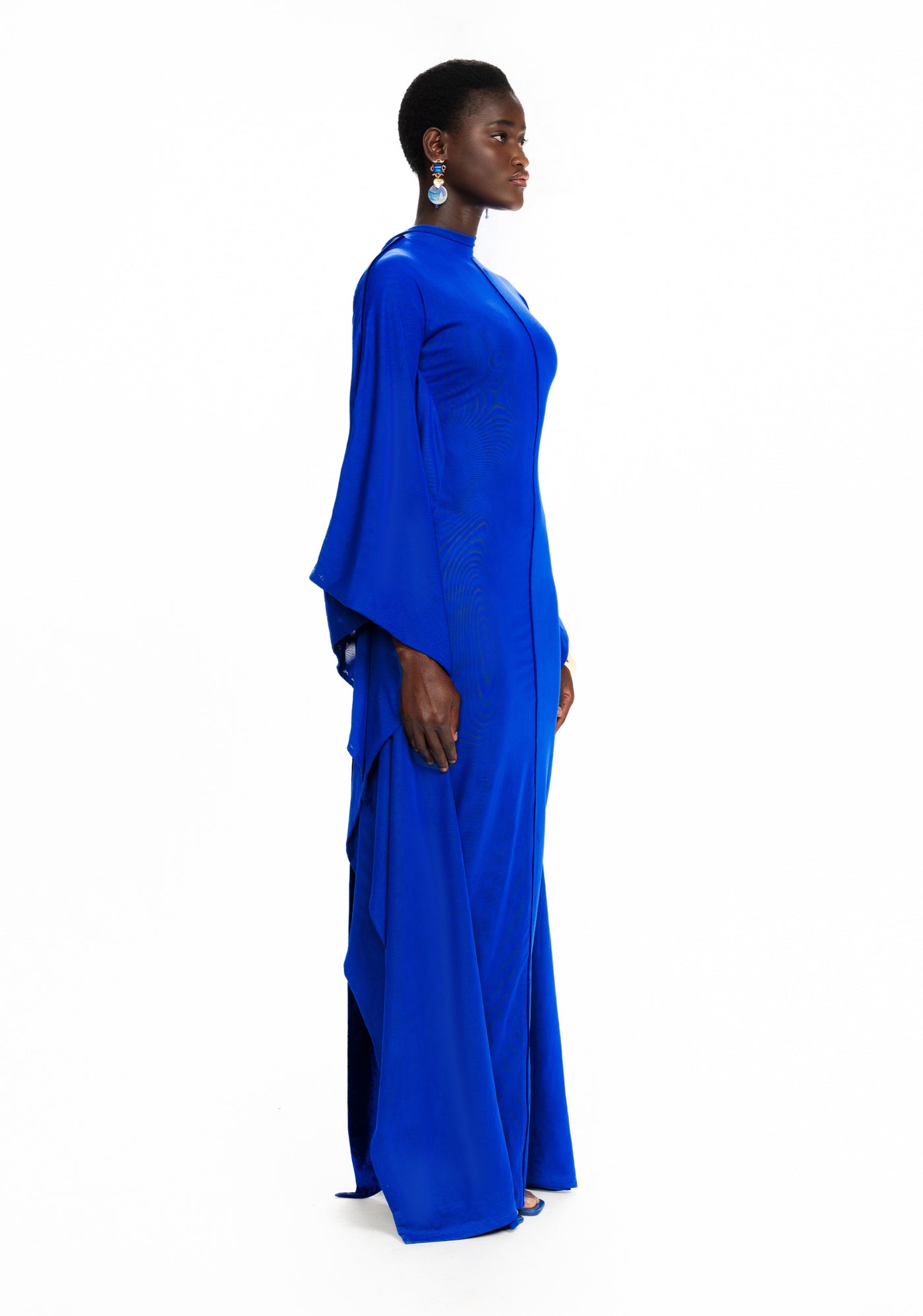 Mesh Batwing Gown - Sapphire