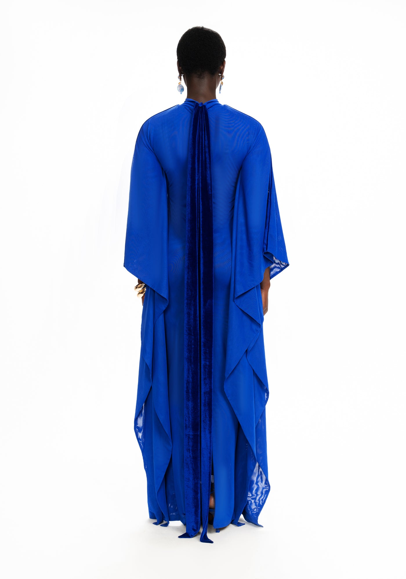 Mesh Batwing Gown - Sapphire